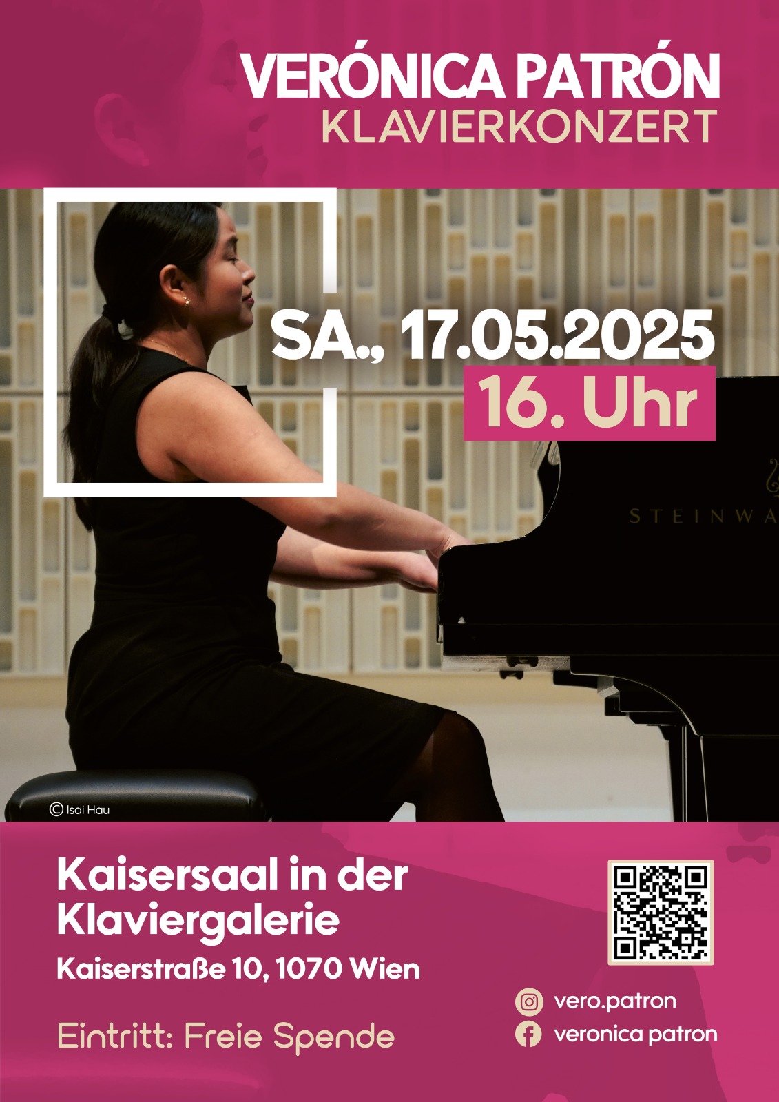 Verónica Patrón: Concierto de Piano and guests: Anabell Garfio Méndez, Pablo Rojas, Coro Cantaremos, Luis Carlos Muñoz Segovia 17.5.2025 Kaisersaal Wien